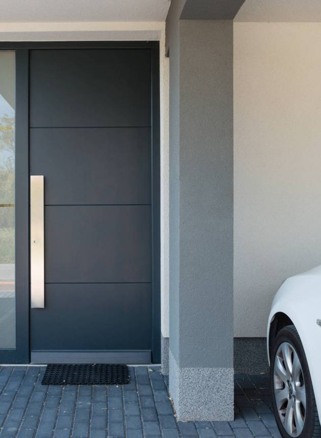 Modern,House,Entrance,With,Parking,Car,Next,To,It vinyl laminate flooring
